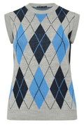 Blue Argyle Knitted Vest Top